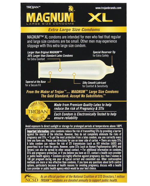 Trojan Magnum XL Lubricated Condoms - Box of 12