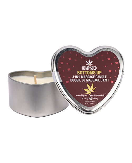 Earthly Body Earthly Body 2025 Valentines 3 in 1 Massage Heart Candle - 4.7 oz Bottom's Up - Image 3
