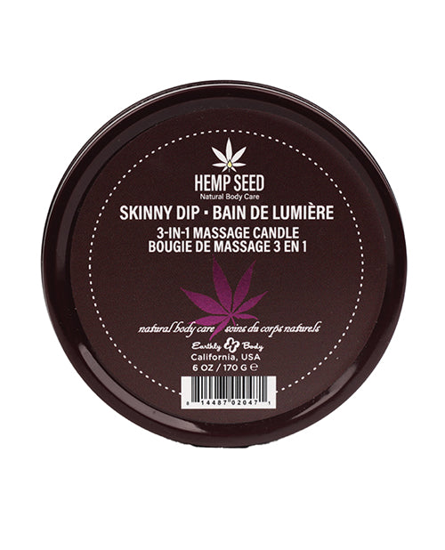Earthly Body Suntouched Hemp Candle - 6 oz Round Tin Skinny Dip