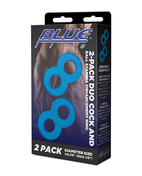 Blue Line Blue Line C & B Dual Cock & Ball Stamina Enhancement Ring - Jelly Blue Pack of 2 - Image 9