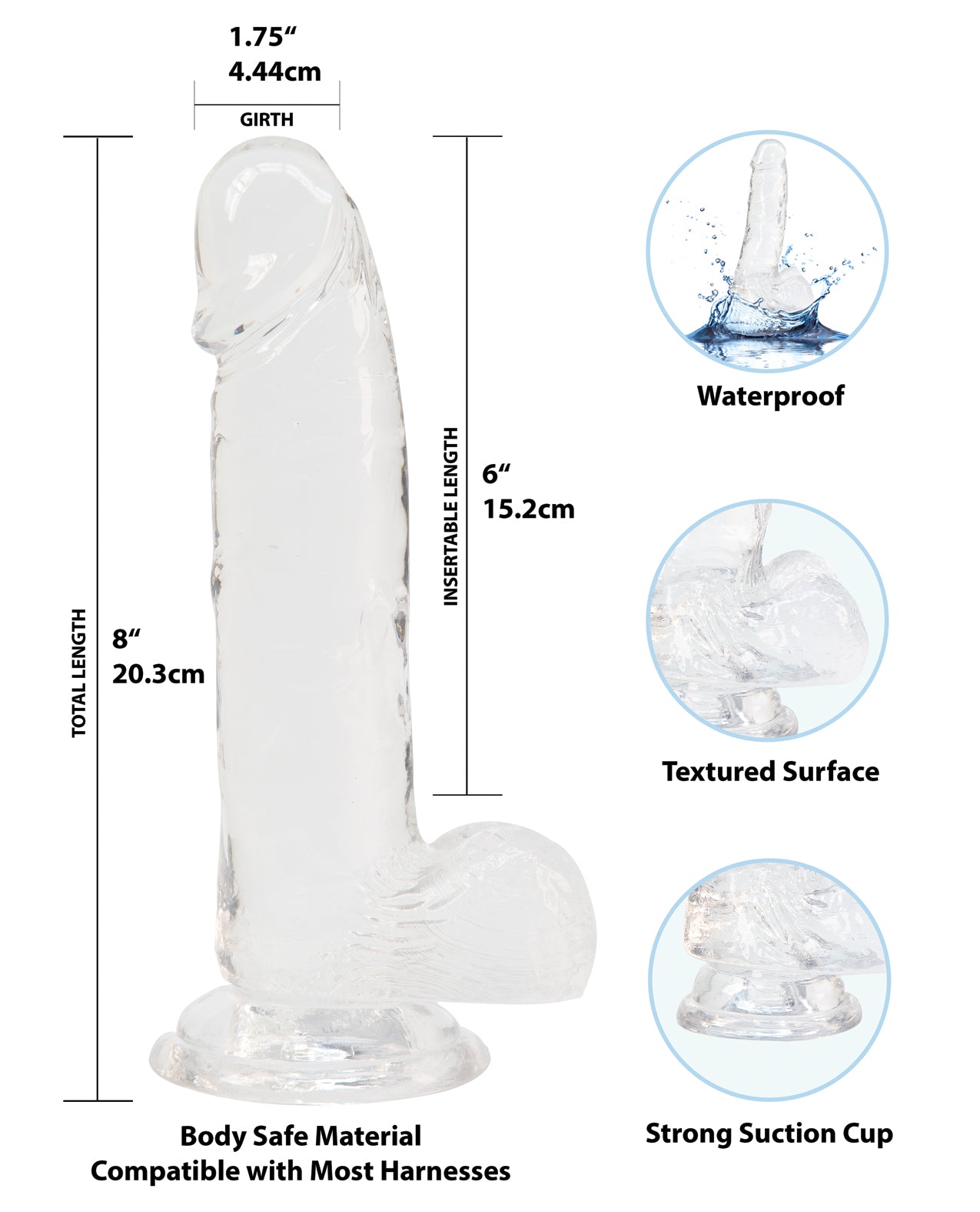 Crystal Addiction 8" Dong - Clear