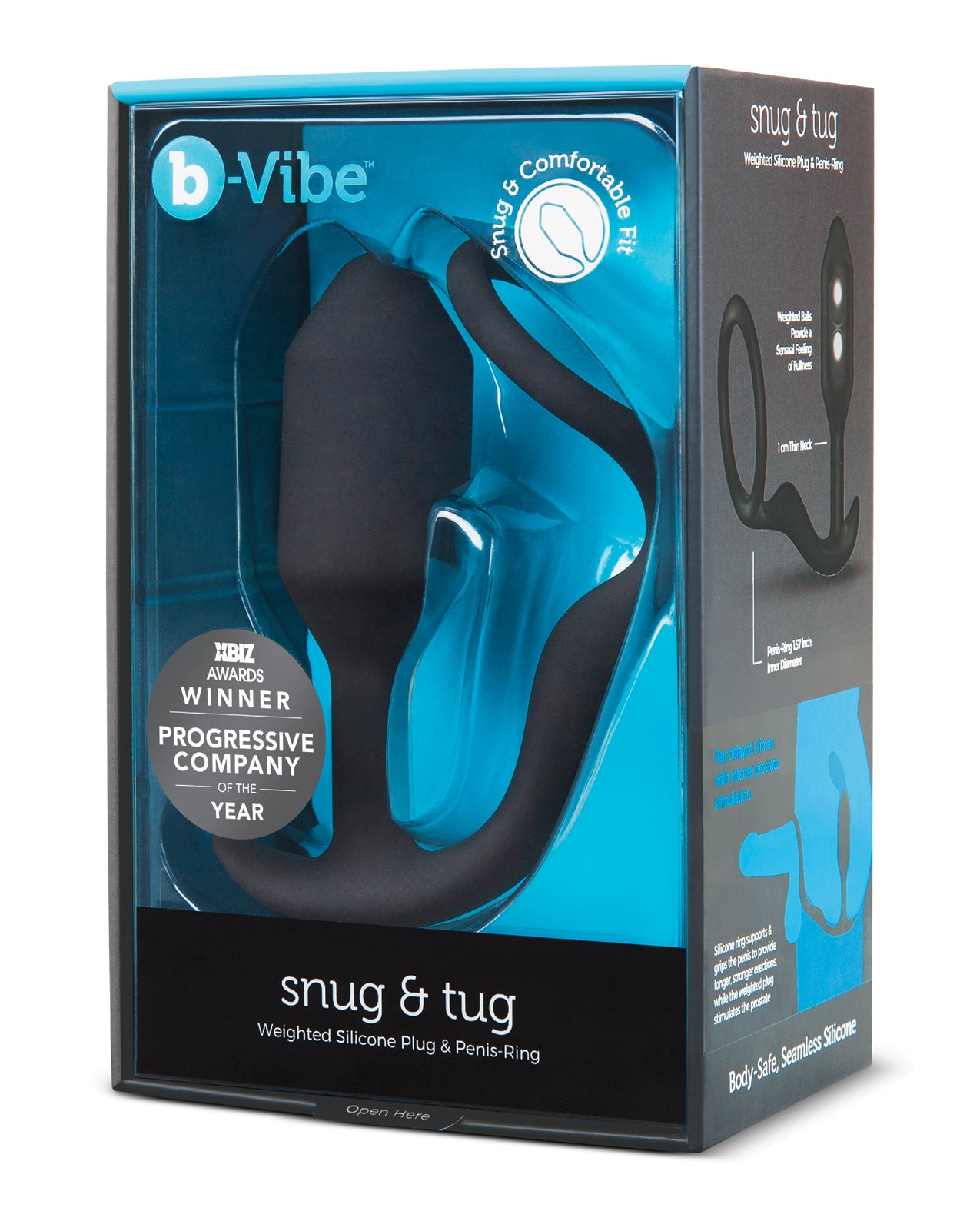 b-vibe b-Vibe Snug & Tug Weighted Silicone & Penis Ring - 128 g Black - Image 9