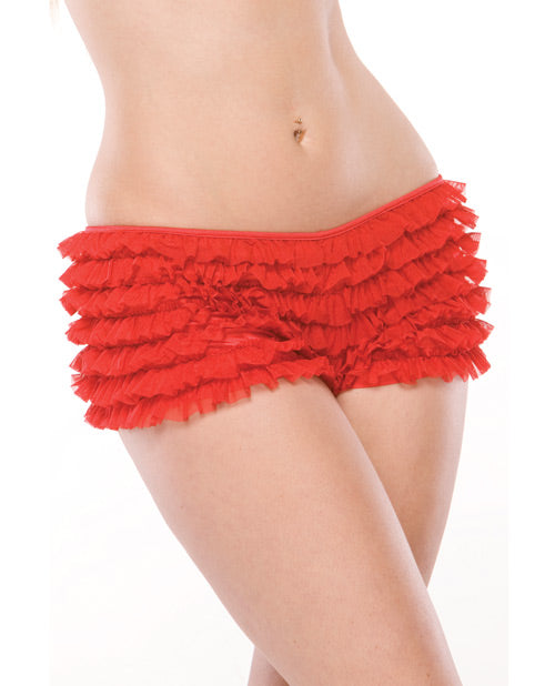 Coquette Ruffle Shorts w/Back Bow Detai Red O/S - Image 3