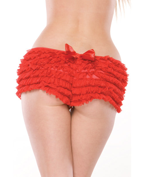 Coquette Ruffle Shorts w/Back Bow Detail Red OS/XL - Image 4