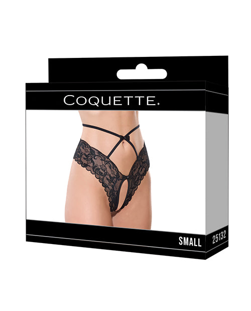 Lace Hipster Panty w/Bow Detail - Black SM