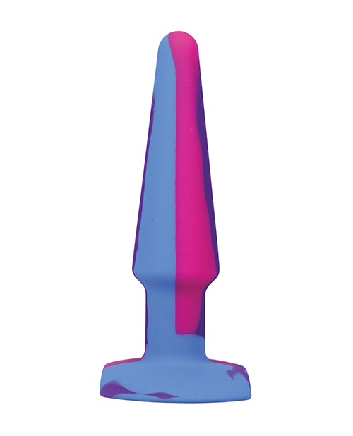A Play 5" Groovy Silicone Anal Plug - Multicolor/Pink