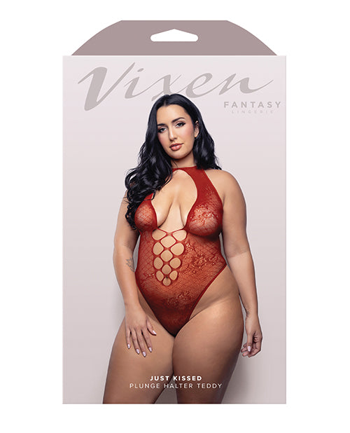 Vixen Just Kissed Seamless Lace Teddy - Red QN