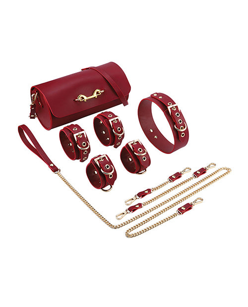Honey Play Box Kinky Play Box Federico Luxurious Leather Restraint Kit - Red - Image 5