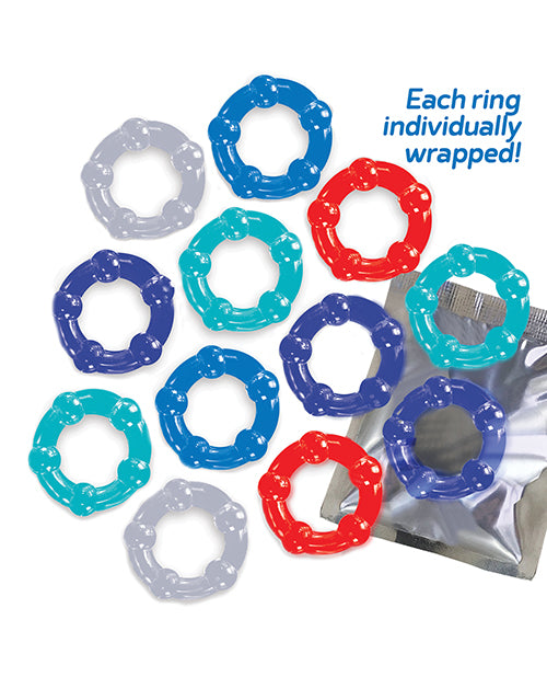 The 9's Baller's Dozen Beaded 12 pc Cockring Set - Asst. Colors