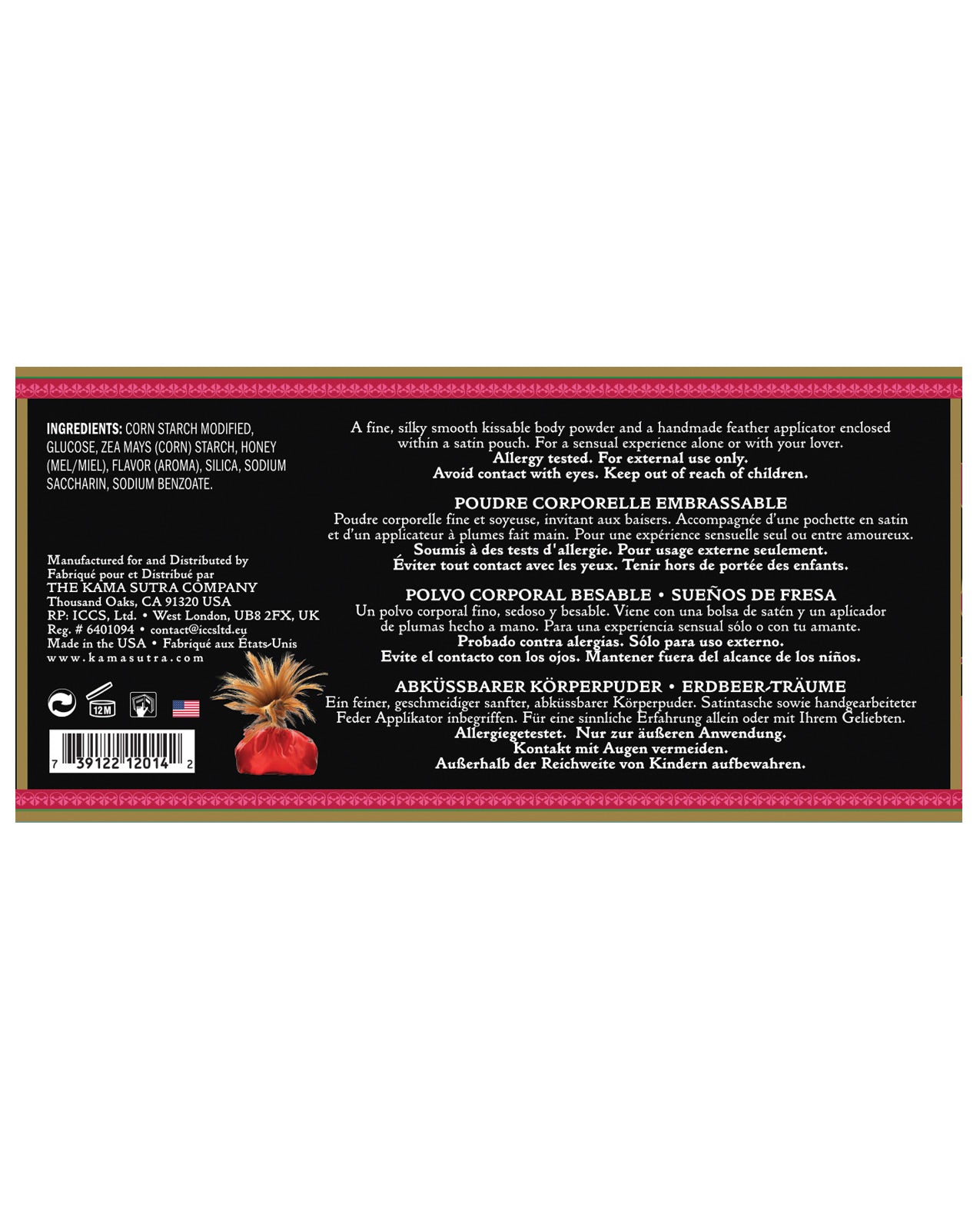 Kama Sutra Honey Dust - 6 oz Strawberry Dreams (2)