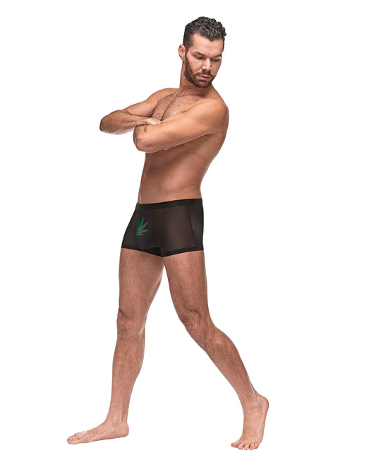 Private Screening Micro Mesh & Modal Pot Leaf Black MD