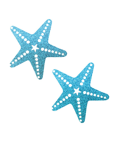 Neva Nude Glitter Starfish Under the Sea Pasties - Blue O/S