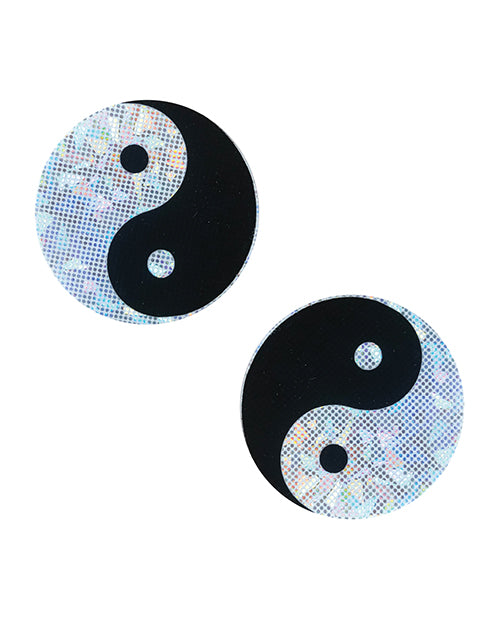 Neva Nude Ying Yang Holographic Fun Pasties - Black/Silver O/S
