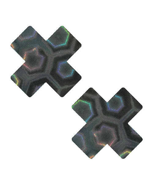 Neva Nude Neva Nude Holographic X Factor Pasties - Black O/S - Image 2