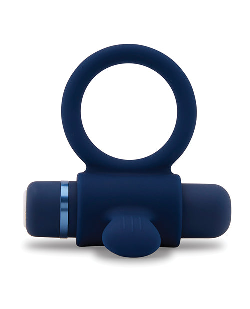 Nu Sensuelle Rev Silicone 7 Function Silicone Bullet Ring w/Flutter Tip - Navy