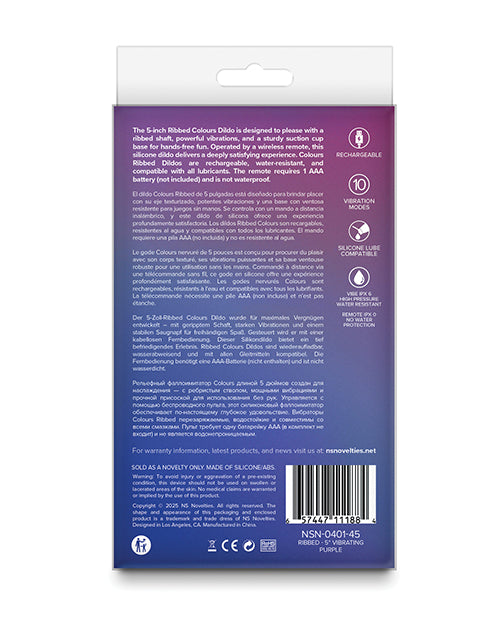 Colours - Ribbed - 5" Vibrating Dildo - Purple