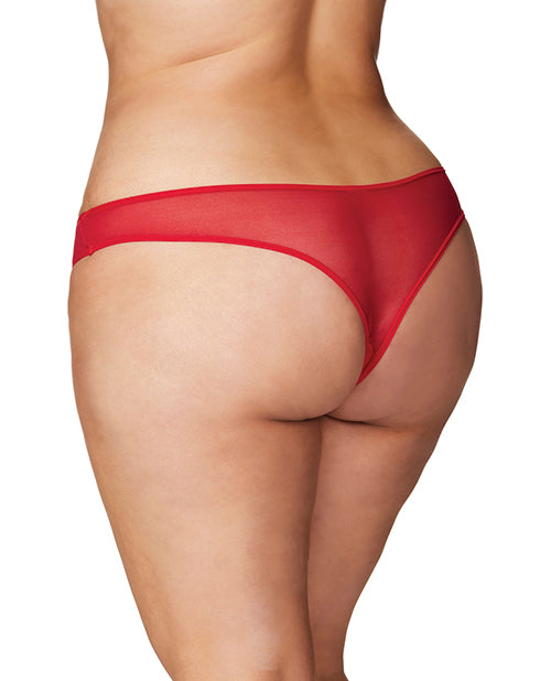 Crotchless Thong w/Pearls Red 1X/2X