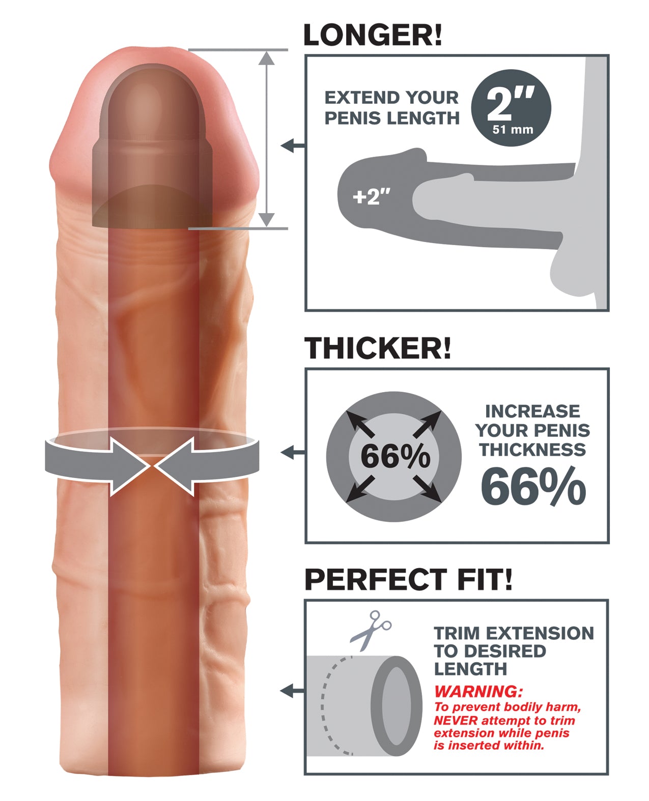 Fantasy X-tensions Fantasy X-tensions Mega 2" Extension - Flesh - Image 4