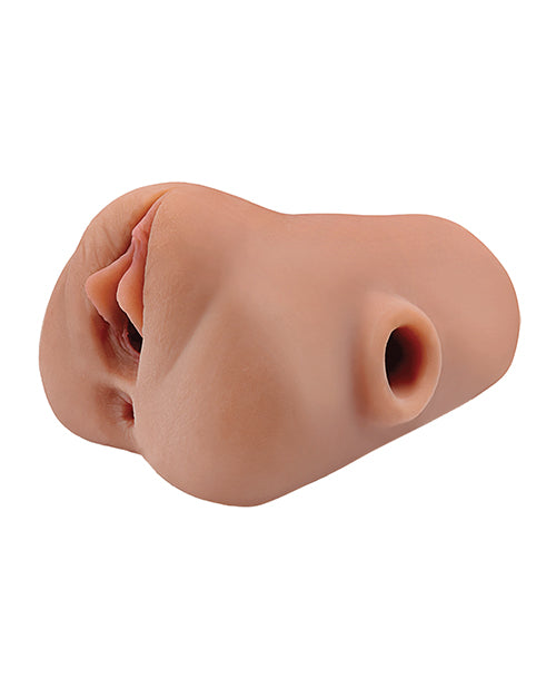 PDX Plus Double Pounder Vibrating Squeeze Stroker - Brown