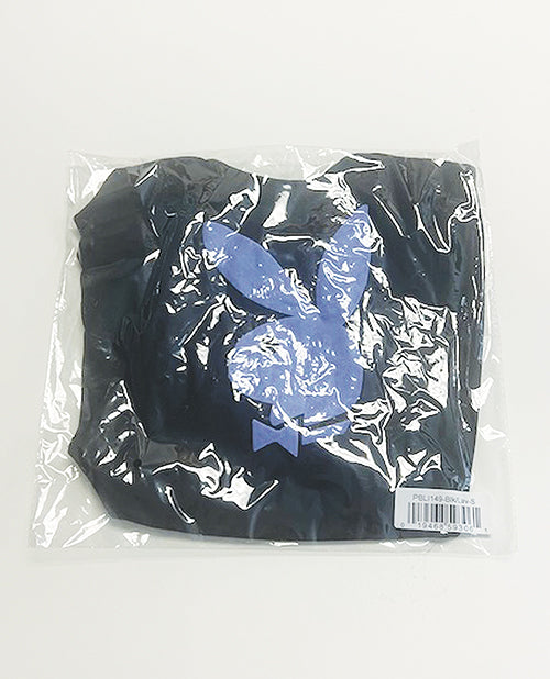 Playboy Scoop Neck Teddy w/Thong Back & Bunny Logo - Black/Lavender XL