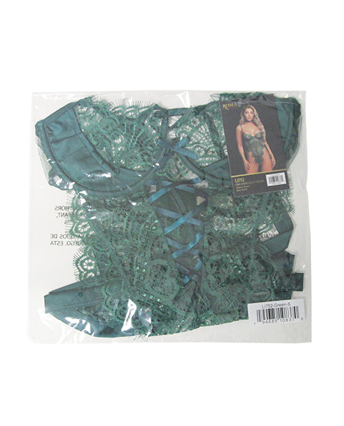 Roma Confidential Dreamer's Lust Lace and Satin Teddy - Green XS - Image 3