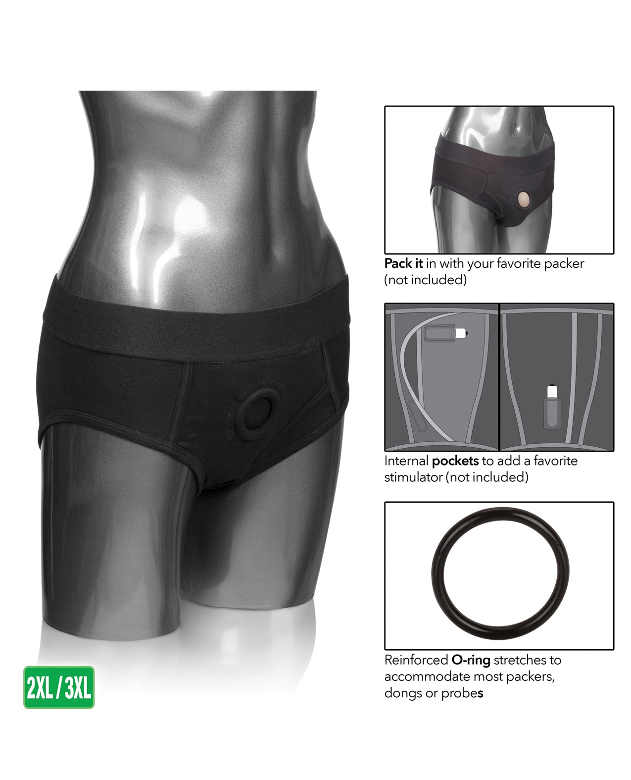 Packer Gear Brief Harness 2XL/3XL - Black