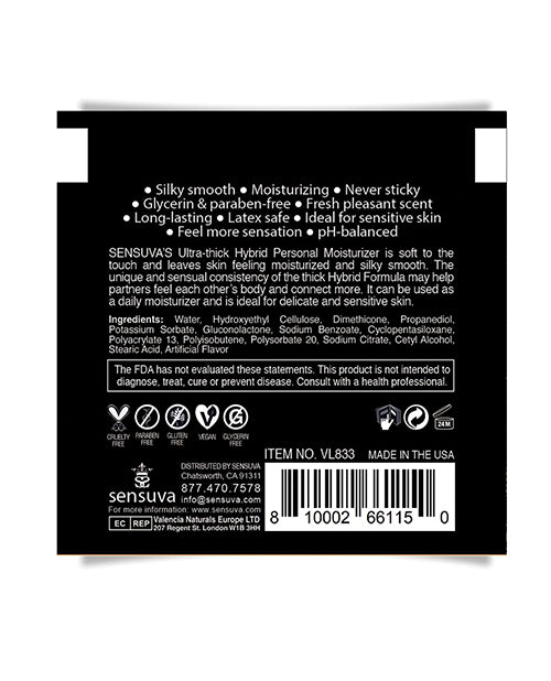 Sensuva Ultra Thick Hybrid Personal Moisturizer Single Use Packet - 6 ml Blueberry Muffin
