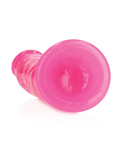 RealRock Shots RealRock 6" Slim Dildo Glow in the Dark - Neon Pink - Image 4