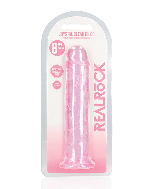 RealRock Shots RealRock Crystal Clear 8" Straight Dildo w/Suction Cup - Pink - Image 5