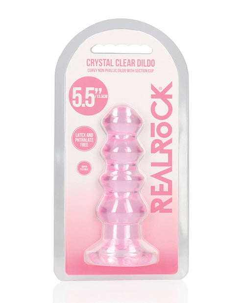RealRock Shots RealRock Crystal Clear 5.5" Curvy Dildo/Butt Plug - Pink - Image 3
