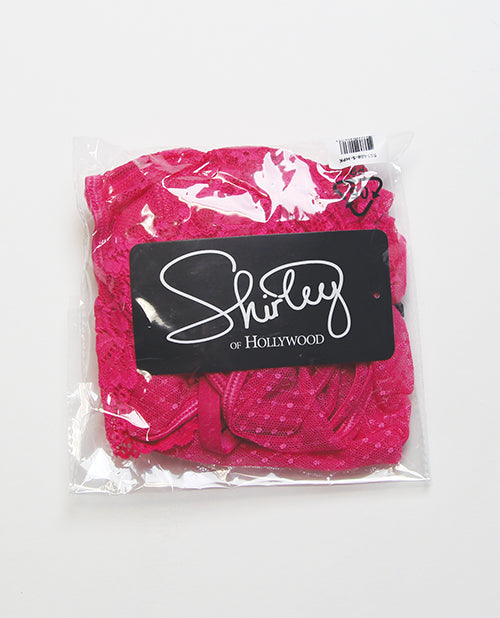 Lace and Mesh Chemise w/Attached Garters & G-String 2 pc Set - Pink XL