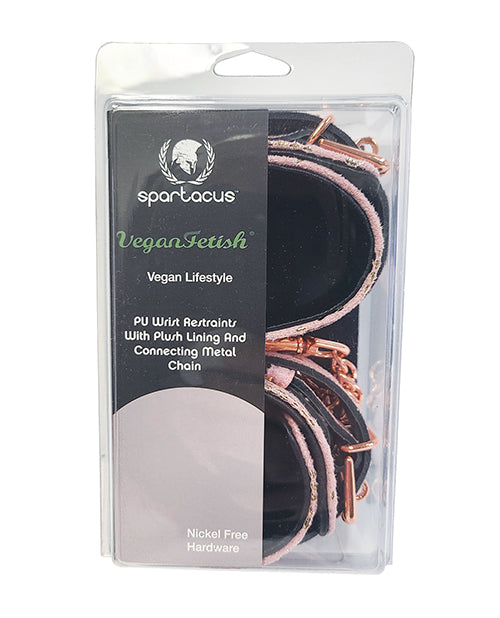 Spartacus Wrist Restraints w/Leather Lining - Pink Snakeskin Micro Fiber