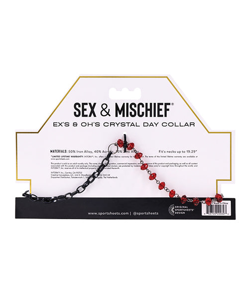 Sex & Mischief Ex's & Oh's Crystal Day Collar - Red/Black