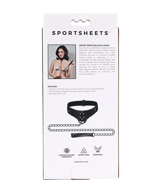 Sportsheets Velvet Noir Collar & Leash - Black