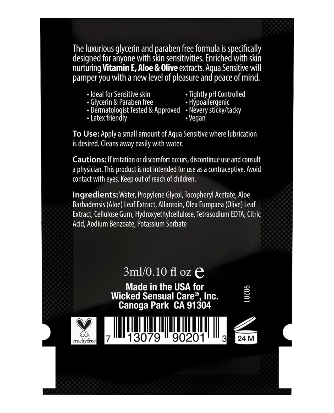 Wicked Sensual Care Wicked Sensual Care Hypoallergenic Aqua Sensitive Water Based Lubricant - .1 oz - Image 2