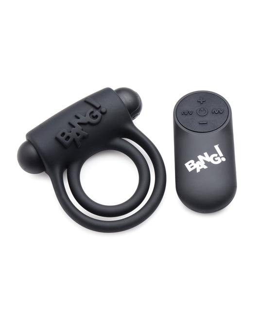 Bang! Vibrating Cock Ring & Bullet w/Remote Control - Black