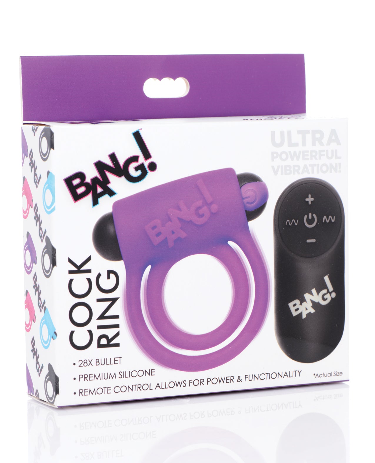 Bang! Bang! Vibrating Cock Ring & Bullet w/Remote Control - Purple - Image 5