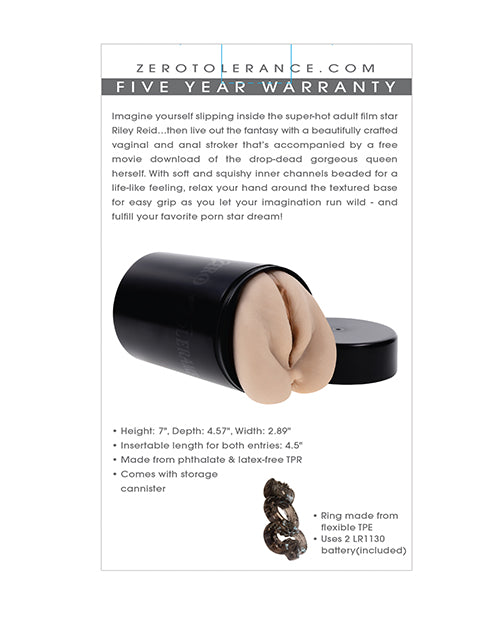 Zero Tolerance Riley Reid Movie w/Vagina & Anal Stroker - Light