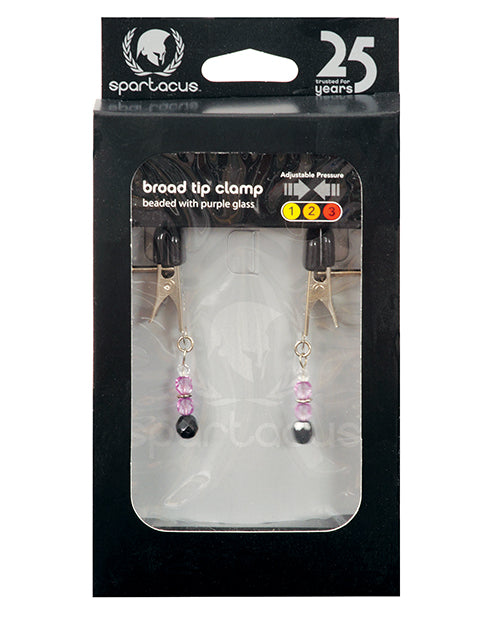 Spartacus Adjustable Broad Tip Nipple Clamps w/Purple Beads