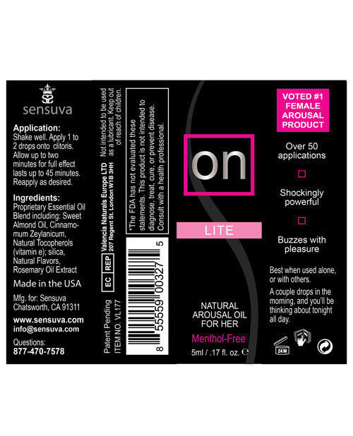 ON Natural Arousal Oil For Her - Lite 5 ml Bottle