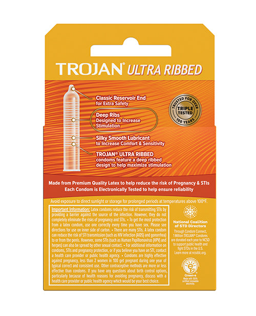 Trojan Trojan Ultra Ribbed Condoms - Box of 3 - Image 4