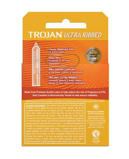 Trojan Trojan Ultra Ribbed Condoms - Box of 3 - Image 4