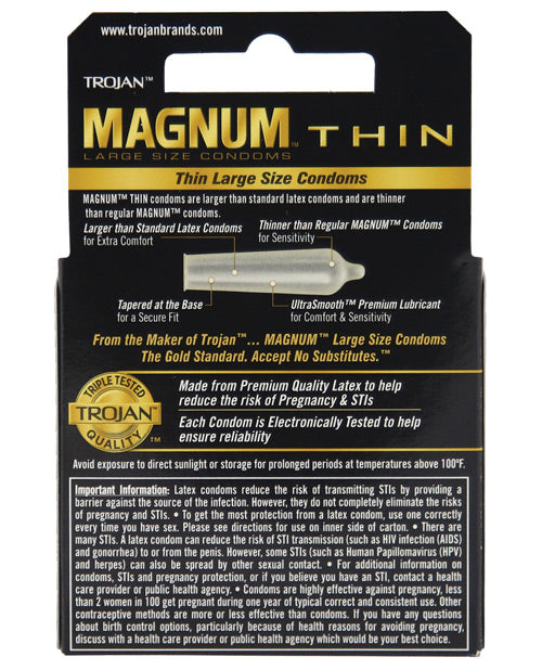 Trojan Magnum Thin Condoms - Box of 3