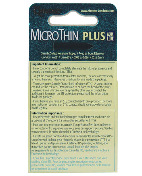 Kimono Micro Thin Aqua Lube Condoms - Box of 3