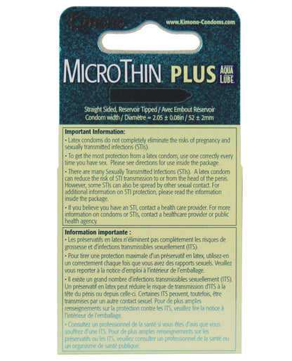 Kimono Micro Thin Aqua Lube Condoms - Box of 3