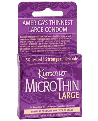 Kimono Micro Thin Large Condoms - Box of 3