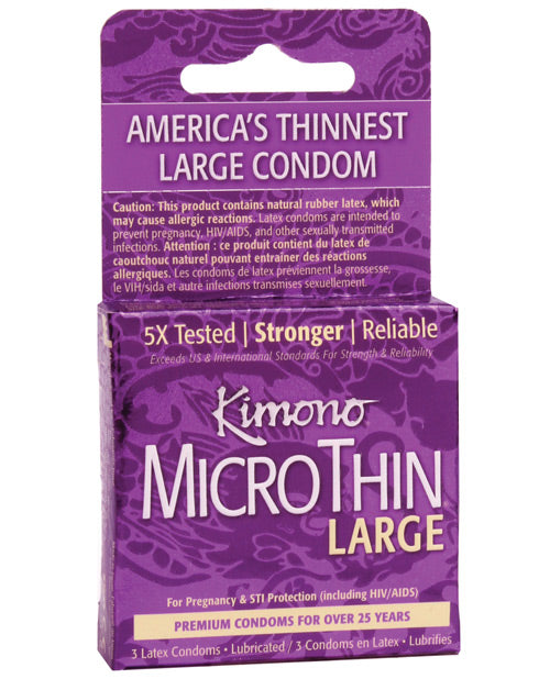 Kimono Micro Thin Large Condoms - Box of 3