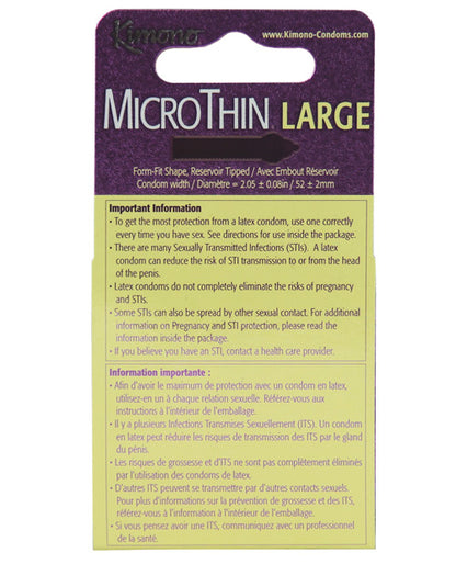 Kimono Micro Thin Large Condoms - Box of 3