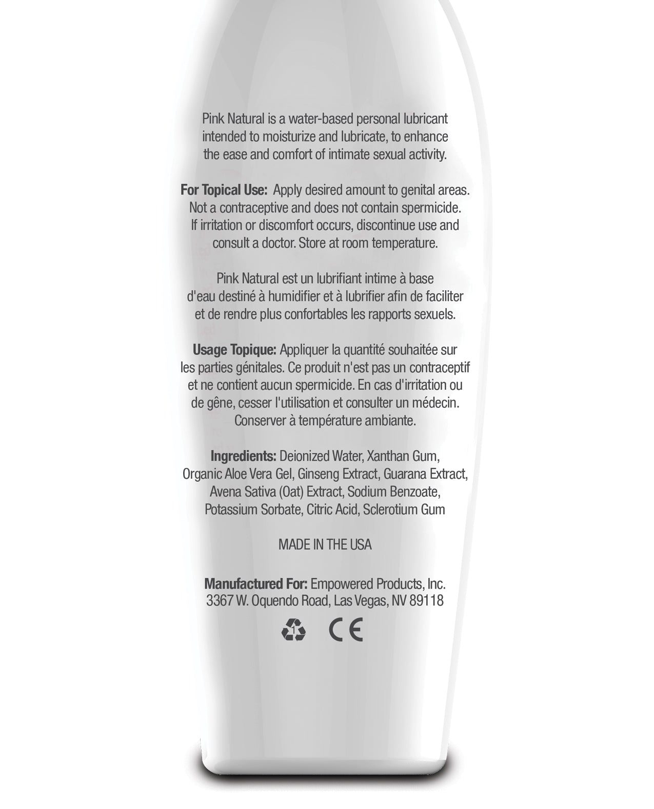 Pink Natural Water Based Lubricant for Women - 4.7 oz