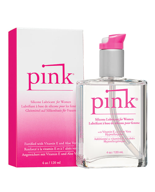 Pink Silicone Lube - 4 oz Glass Bottle